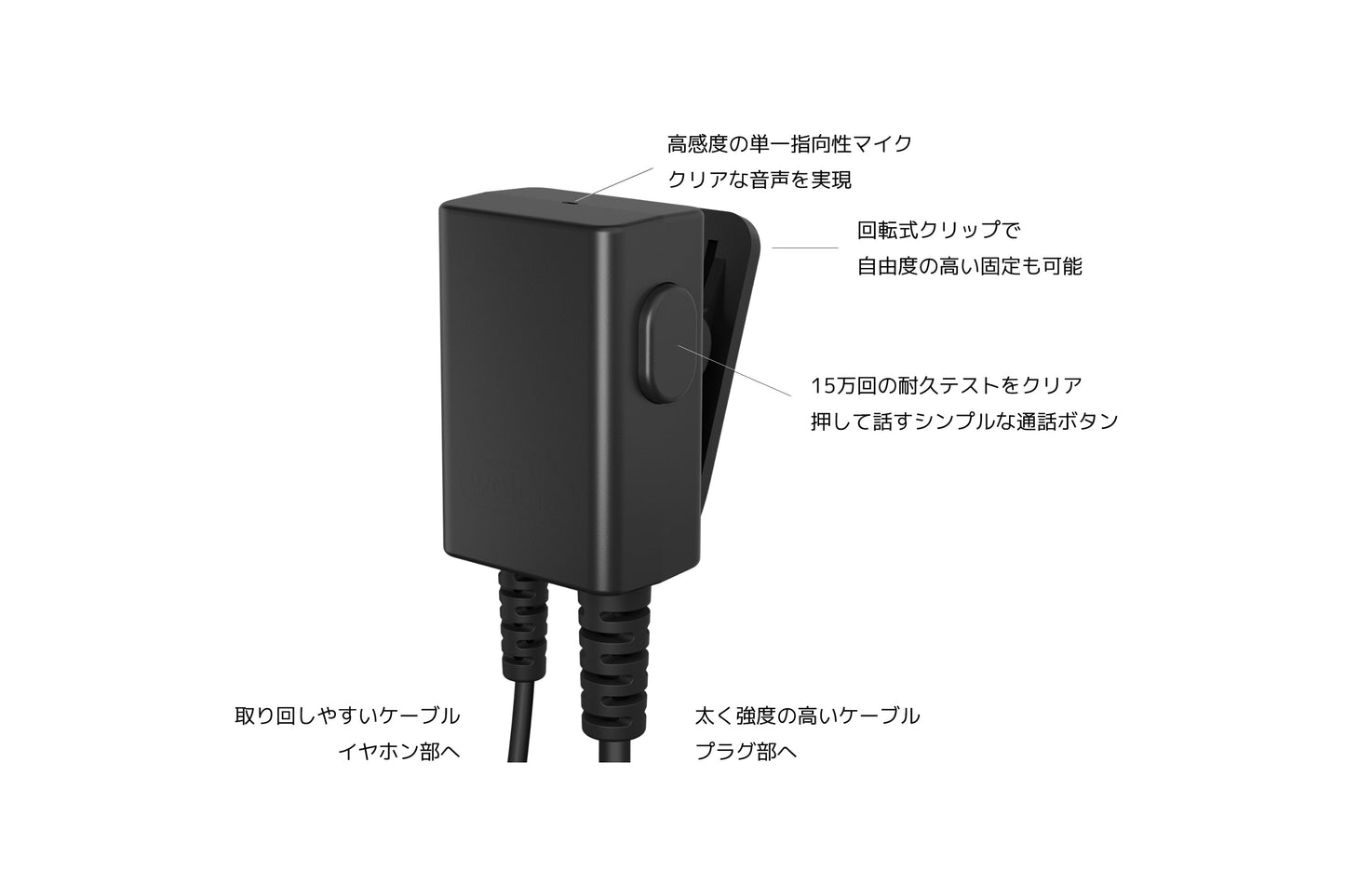 話す声も聴こえる音も、ちゃんといい。インカム用イヤホンマイク トランシーバーアプリ対応  TMH-ICM5000 　マイク部